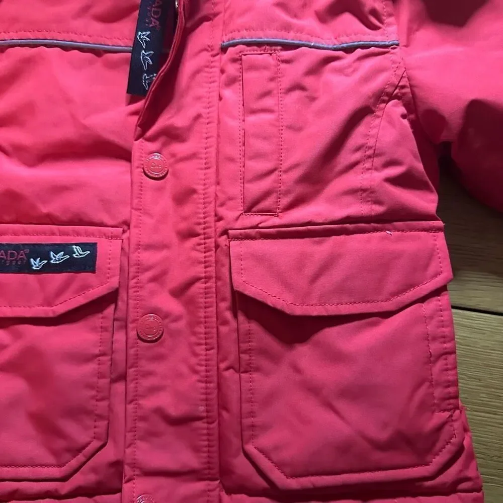 Canada Bay Red Kids Puffer Jacket with Faux Fur Hood - Picture 3 of 8